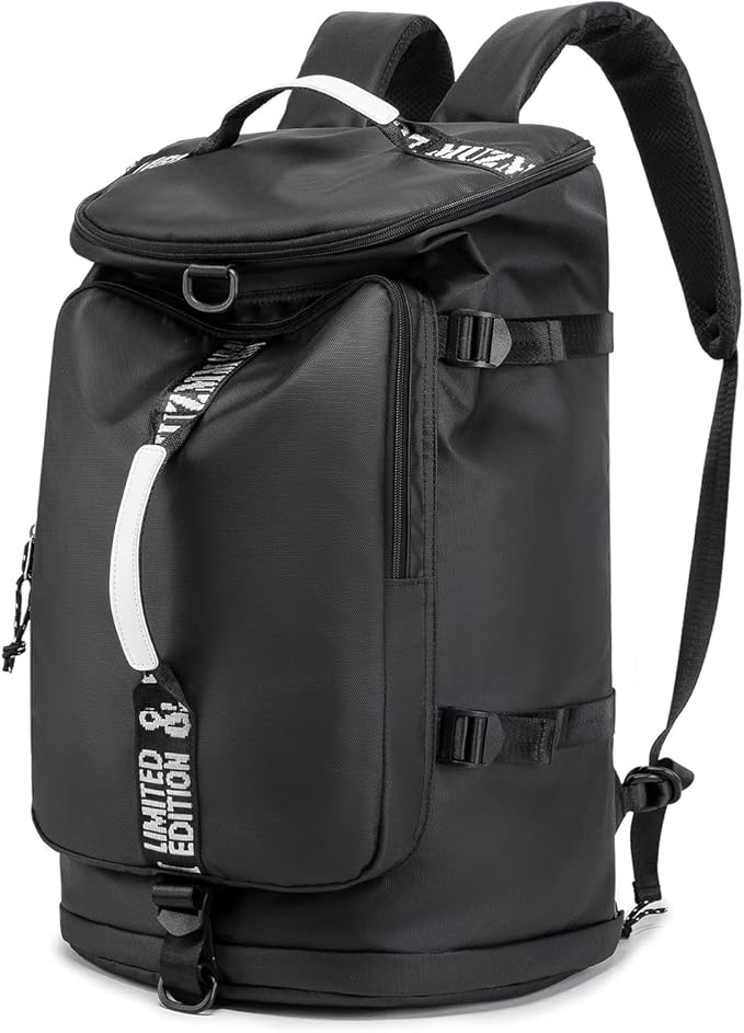 Gym Duffle Bag Waterproof black Laptop Backpack Suitable for Hiking, Fishing, Travel 40L Large Capacity Trendy Cool Lightweight Backpack for Men and Women (Black)…