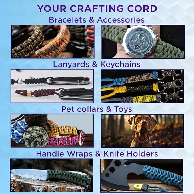 TECEUM Reflective Paracord Rope 1000 – 1000ft/200ft/100ft/50ft – 40+ Colors – Glow in The Dark – para Cord – Utility Rope for Survival, Hunting & Camping Gear – Nylon String, Camping Rope, Tent Cord