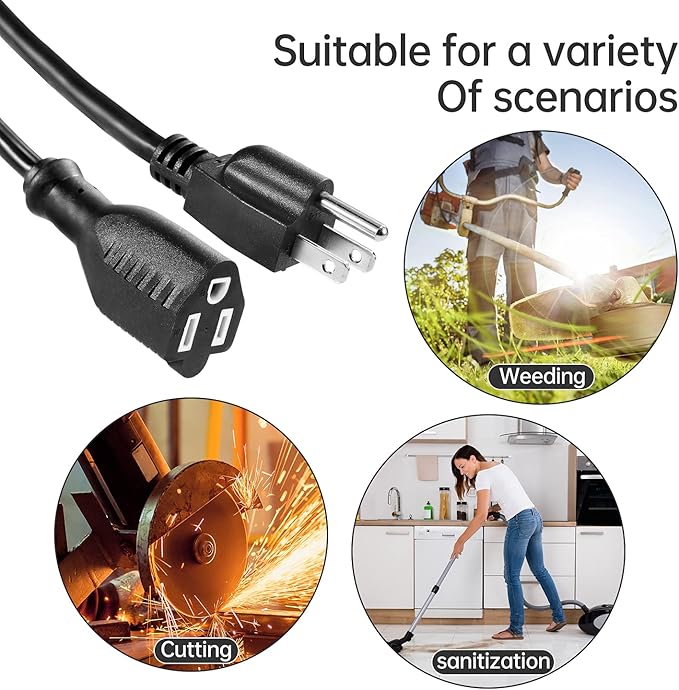 UL Listed Waterproof Power Extension Cord,DanYee Indoor/Outdoor(Marked General Use on The Tag) 16 AWG Heavy Duty AC SJTW Electrical Extension Cable (NEMA 5-15P to NEMA 5-15R)(1.6FT 2PACK,Black)
