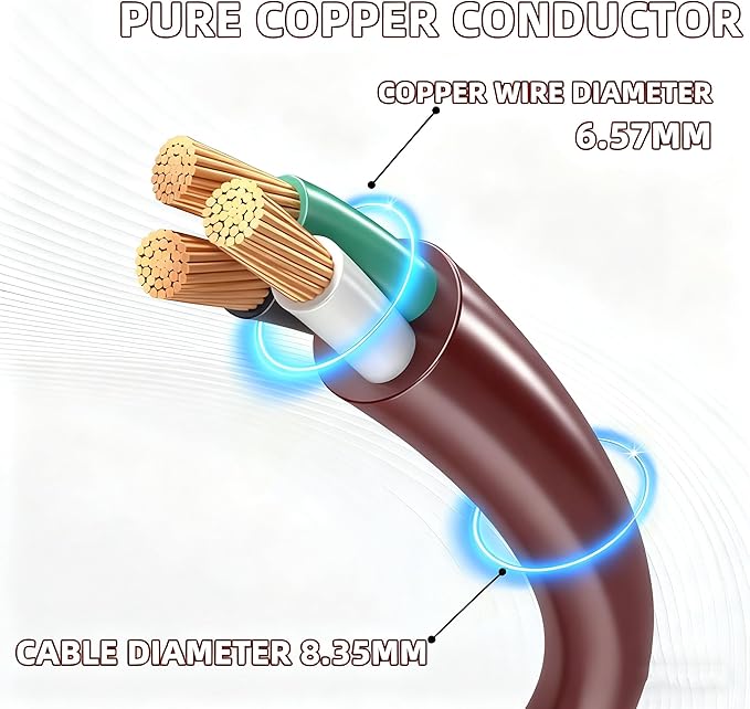 12FT Brown Outdoor Extension Cord-16/3 SJTW Durable Extension Cord for Christmas Lights with 3 Prong Grounded Plug, Great for Outside Christmas Decorations