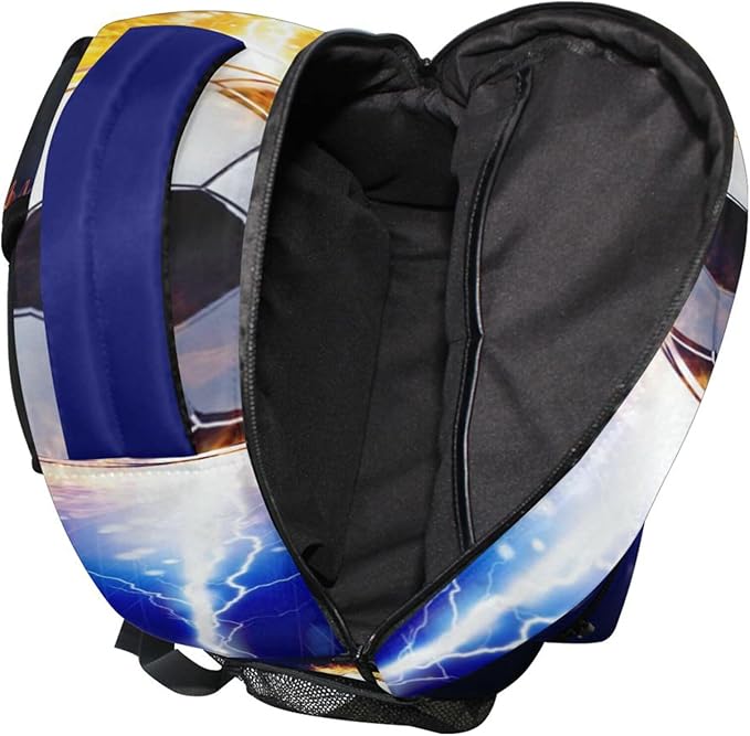 Wamika Soccer Ball Kids Backpack Football Lightning Spark Thunder Boys School Backpacks Preschool Book Bag