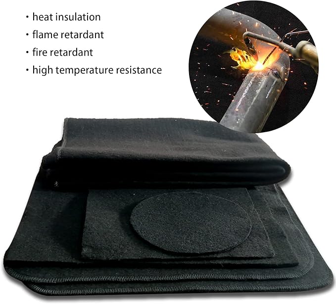 39"x39" Welding Fireproof Blanket Flame Retardant Mat Anti Fire Pad Outdoor Camping Barbecue Emergency Supplies BBQ Stove Grill Heat Insulation Carbon Felt Ground Table Protective Pad