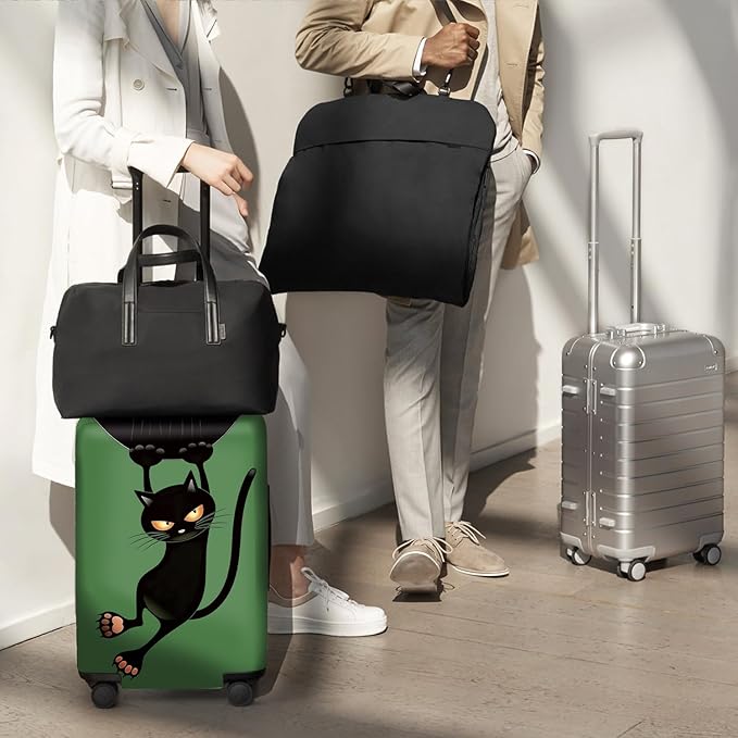 ANNA QUEEN Black Cat Hanging Cartoon Luggage Cover,Cute Stretchable Suitcase Protector Sleeve,Washable Fit for 28-30 Inch Checked Baggage,Water Resistant Durable Luggage Protector
