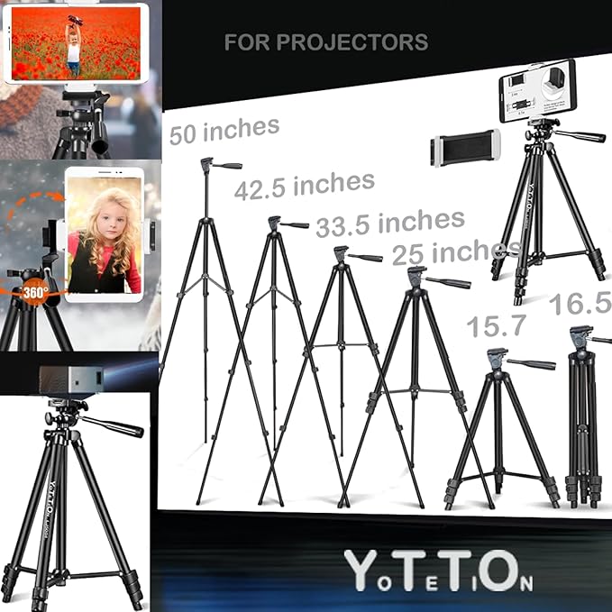 50" Aluminum Phone & Camera Tripod, Extendable Cell Phone Tripod Stand Compatible with iPhone/Android/Action Camera is Perfect for Live Streaming/Video Recording/Selfies