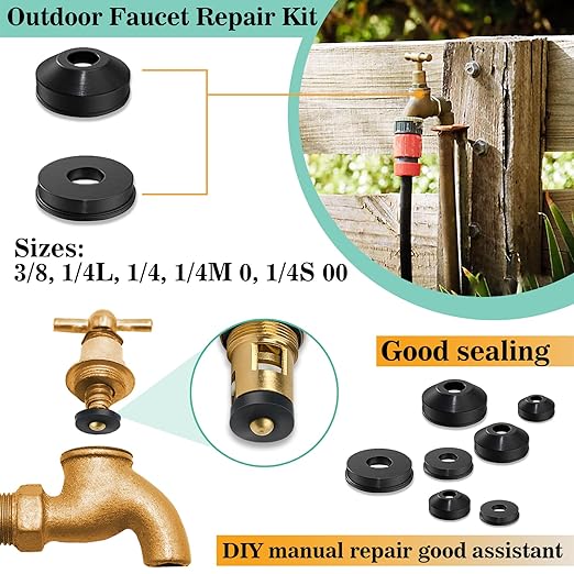 XBVV 106 PCS Faucet Washer Assortment Kit with Assorted Flat and Beveled Rubber Washers for Outdoor Garden Faucet Stem Leak Worn Replacement Repair