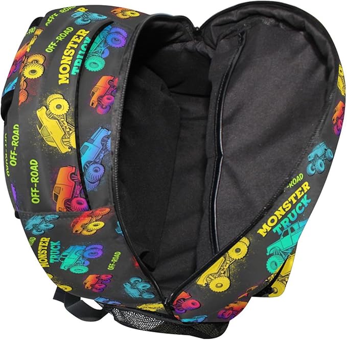 Wamika Monster Truck Kids Backpack Blue Racing Cars School Backpack Boy Girl Preschool Book Bag