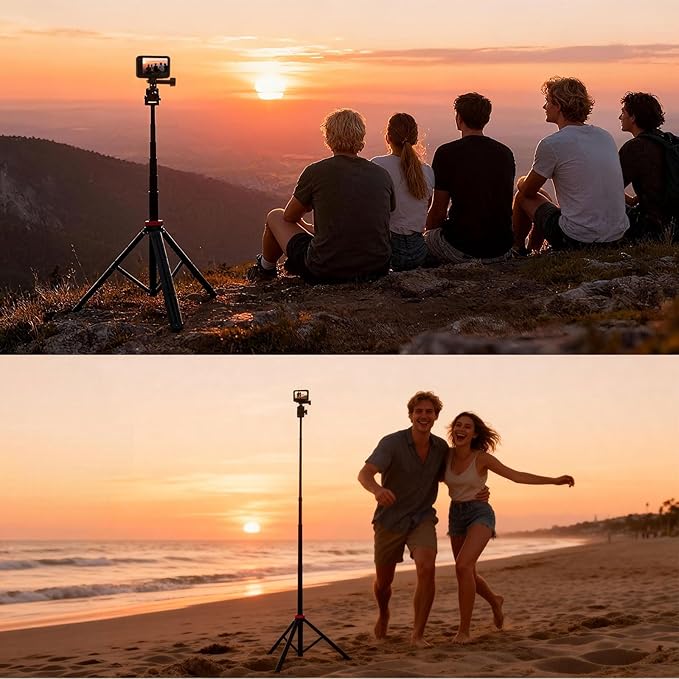 Osmo Action 6/5 pro 81" Extendable Selfie Stick & Tripod for Gopro Camera, Vlogging Video Recording, Compatible with GoPro Max Hero 14 13 12 11 10 9,DJI Osmo Action 6 5 4 3,DSLR（14-81”）