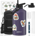 87oz Insulated Water Bottle (Cold for 48 Hrs),BPA Free&Leak Proof,1.5 Gallon Stainless Steel Water Flask,Water Jug with Straw Spout Lids for Gym,Hiking,Camping,Purple