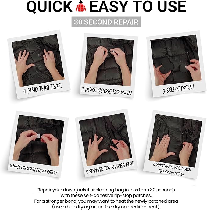 Self-Adhesive Waterproof Repair Patch Kit - 30-Second Fix for Down Jackets, Tents, Sleeping Bags, Backpacks, Outdoor and Camping Gear - Pre-Cut Nylon Ripstop Patches, Multiple Colors - Beige