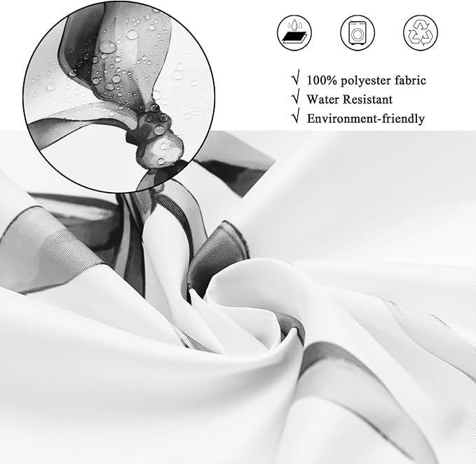 Grey and White Bow Shower Curtain, Grey Modern Aesthetic Bowknot with Polka Dot Cute Girly Bathroom Curtain Waterproof Fabric Machine Washable with Hooks, 72" Wx72 L