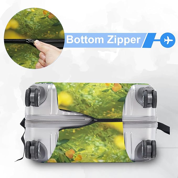 ANNA QUEEN Spring Cute Dog Travel Luggage Cover-Flower Stretchable Airplane Suitcase Protector Sleeve,Universal Washable Fit for 20-26 Inch Checked Baggage,Water Resistant Durable Luggage Protector