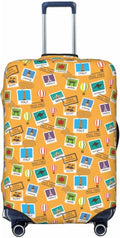 World Map & Stamps Print Elastic Luggage Cover, Suitcase Protector For Travel (Fits 25-28 Inch Luggage)