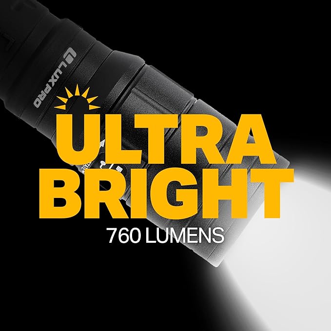 LUXPRO XP980 Pro Series Rechargeable Utility LED Flashlight - 760 Lumens - Bright Flashlight with 24.5-Hour Run time & Ergonomic Handle
