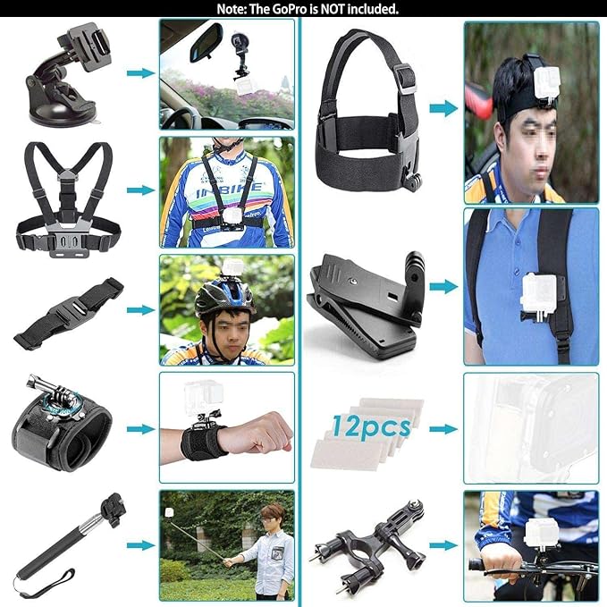 Navitech 50-in-1 Action Camera Accessories Combo Kit with EVA Case - Compatible with Snapshot 4K Action Camera