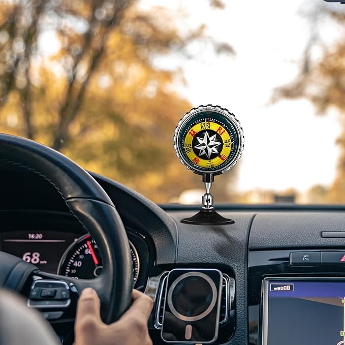 Milisten Dashboard Compass Ball with Suction Cup for Car and Boat Navigation Compact Automotive and Marine Directional Accessory