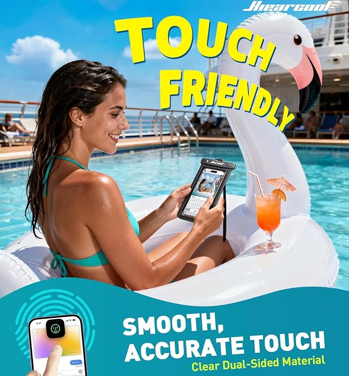 Hiearcool Waterproof Phone Pouch,Waterproof Cell Phone Dry Bag for iPhone,Universal Waterproof Case Beach Essentials for Vacation Kayak Cruise Accessories Must Haves-Black&Yellow-2Pack