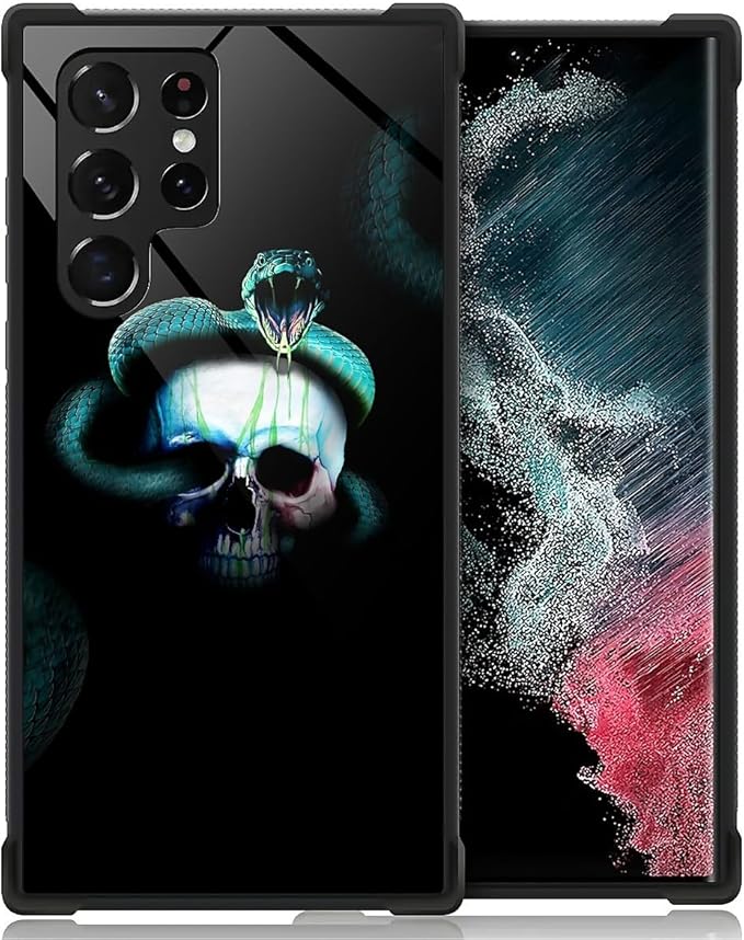 for Samsung Galaxy S22 Ultra Case, Skeleton Winding Snake Pattern Graphic Design Girl Boy Soft Silicone Hard Acrylic Shock Protection for Samsung Galaxy S22 Ultra