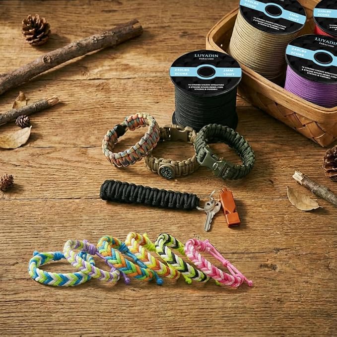Reflective Paracord 240lb - Diameter 2mm Micro Utility Cord -3 Strand Parachute Spool Cord - 100ft 200ft,Paracord for Camping,Hiking,Fishing,Outdoor and DIY