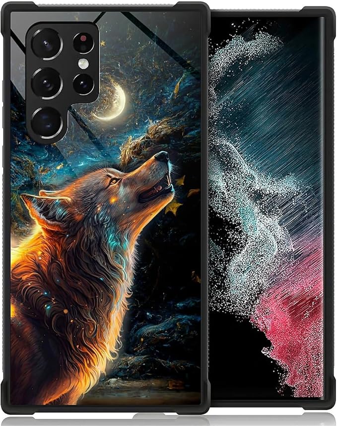 for Samsung Galaxy S23 Ultra Case, Star Cave Hungry Wolf Pattern Graphic Design Girl Boy Soft Silicone Hard Acrylic Shock Protection for Samsung Galaxy S23 Ultra
