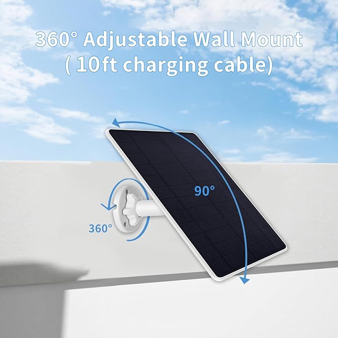 Solar Panel Charger for Arlo Essential 2K Outdoor(2nd Gen)/Essential XL Camera(2nd Gen)/Essential Spotlight Camera, USB C and Micro USB Plug, 9.8ft Cable, Weatherproof (2Pack)