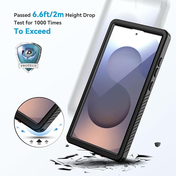 Lanhiem for Samsung Galaxy S25 Ultra Case, IP68 Waterproof Dustproof, Built-in Screen Protector, Rugged Full Body Shockproof Protective Cover for Galaxy S25 Ultra 5G 6.9 Inch, Black