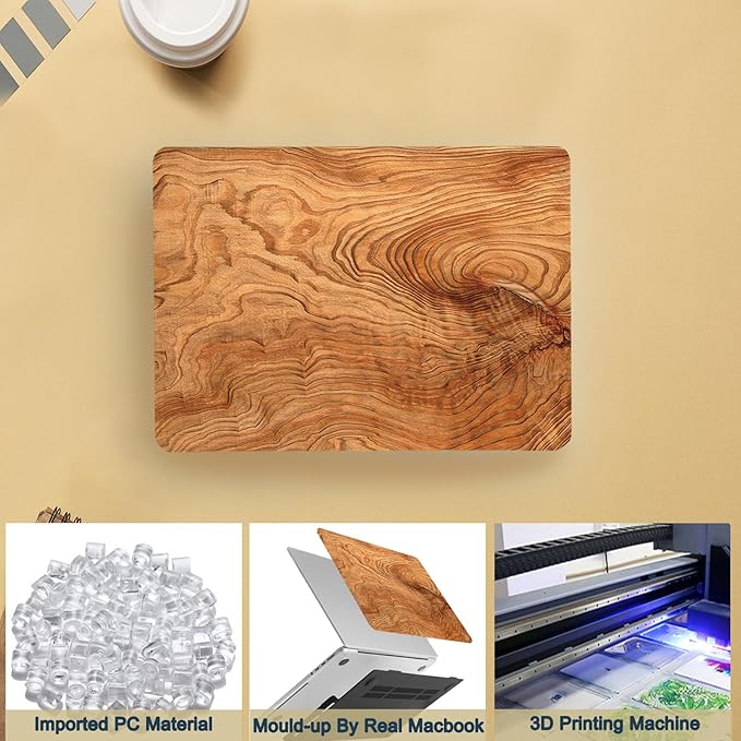 Laptop Case for New MacBook Pro 13 inch M1 M2 2016-2022 Release (Model A2338 A2289 A2251 A2159 A1989 A1708 A1706),Arts Pro 13.3" Hard Case Cover & Keyboard Cover,Brown Wood Grain