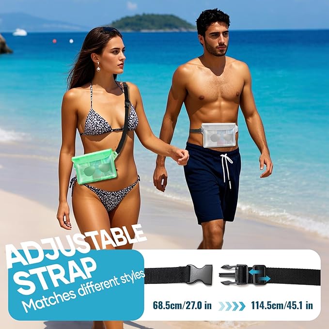 Waterproof Bag for Beach, Waterproof Pouch for Phone Passport Purse, Fanny Packs for Women, Floating Dry Bags for Cruise Ship Travel Water Park Surfing Boating Fishing Black 2 Pack