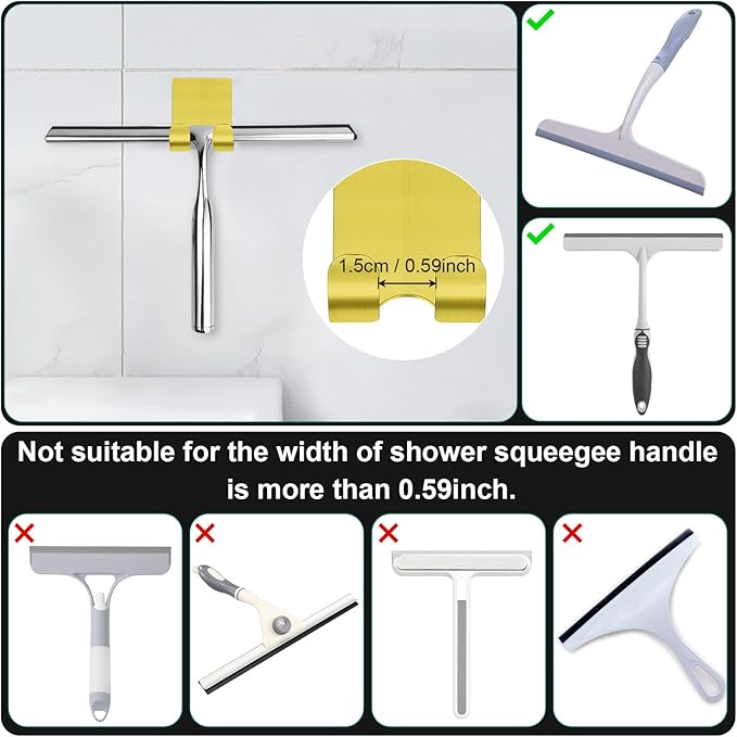 CGBE 4 Packs Shower Hooks for Inside Shower, Self Adhesive Shaver Holder Hanger Hooks for Bathroom Damage Free Wall Hooks for Razor Loofah Sponge - Gold