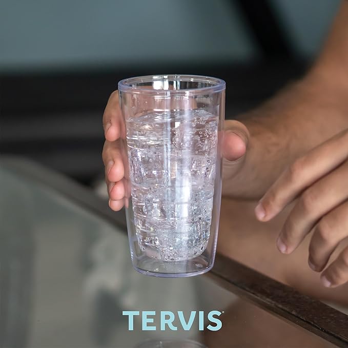 Tervis Clear & Colorful Tabletop Made in USA Double Walled Insulated Tumbler Travel Cup Keeps Drinks Cold & Hot, 16oz - 4pk, Mangrove Green