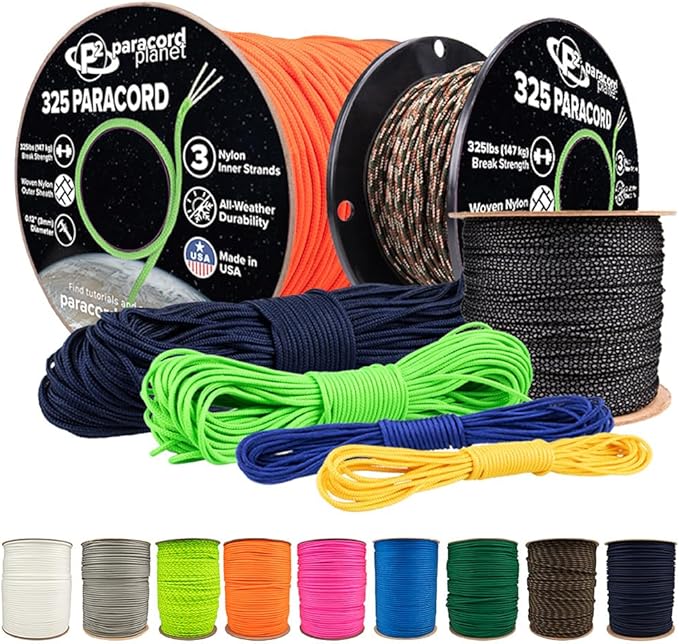 Paracord Planet 325 Paracord – 3 mm Type II Nylon Parachute Cord with 3 Inner Strands (Little Black Pink, 1000 ft)