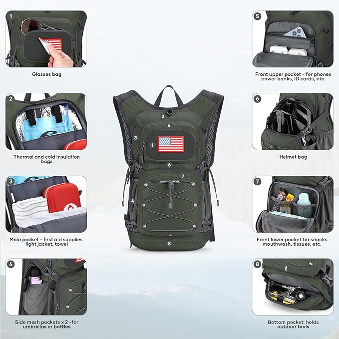 Maelstrom Hydration Hiking Backpack with 2L/3L Water Bladder, High Flow Bite Valve Water Backpack Men Women Lightweight Insulation for Hiking, Cycling, Running, Climbing, Camping