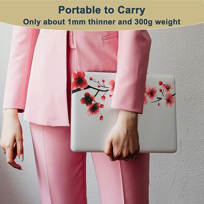 Printed Case for MacBook Air M1 13 inch 2020 2019 2018 Release (Model A2337 A2179 A1932),Aesthetic Hard Shell Case Cover & Keyboard Cover for Laptop Air 13.3",Pink Flowers