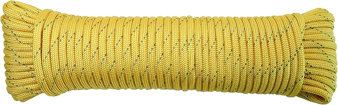 Paracord Rope, Reflective III Parachute Cord 7 Strand Core 550lb, 100ft Yellow - High Visibility Abrasion Resistant Easy to Tie, Multi-Purpose Rope for Camping Survival DIY