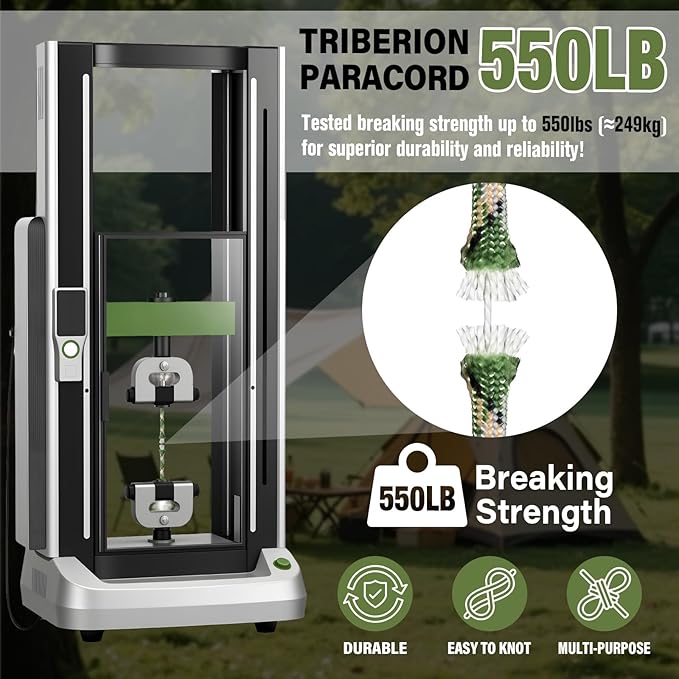 Paracord Rope 550 lb - 100ft 5/32" Parachute Cord 4MM 7-Strand para Cord - Heavy Duty Spool String for Survival,Camping Gear, Survival Bracelet, Clothesline - Camo Green