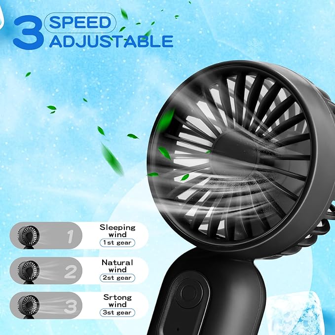 Rossesay 48 Pcs Mini Portable Fan Bulk Cute Handheld Lightweight Small Little Personal Hand Eyelash Fan 3 Speeds USB Rechargeable for Women Men Indoor Outdoor Makeup Travel (Black)
