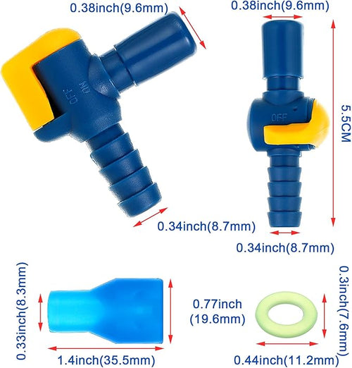 13 Pcs Bite Valve Replacement, Includes 6 Pcs Silicone Replacement Nozzle, 4 Straight and Angled Hose Connector, 2 Tube O Ring and Insulated Tube for Hydration Bladder Backpack Water Reservoir