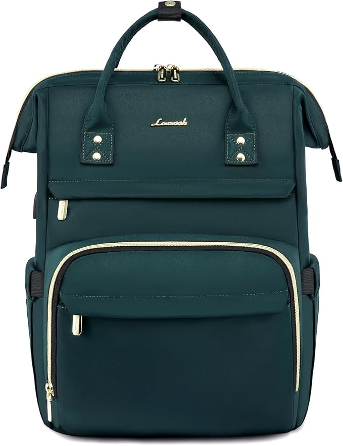 LOVEVOOK College Laptop Backpack, 15.6 Inch Travel Backpack for College, Waterproof Work Backpack Woman for Teacher Nurse Anti-theft Travel Back Pack, Gifts for Women,Dark Green