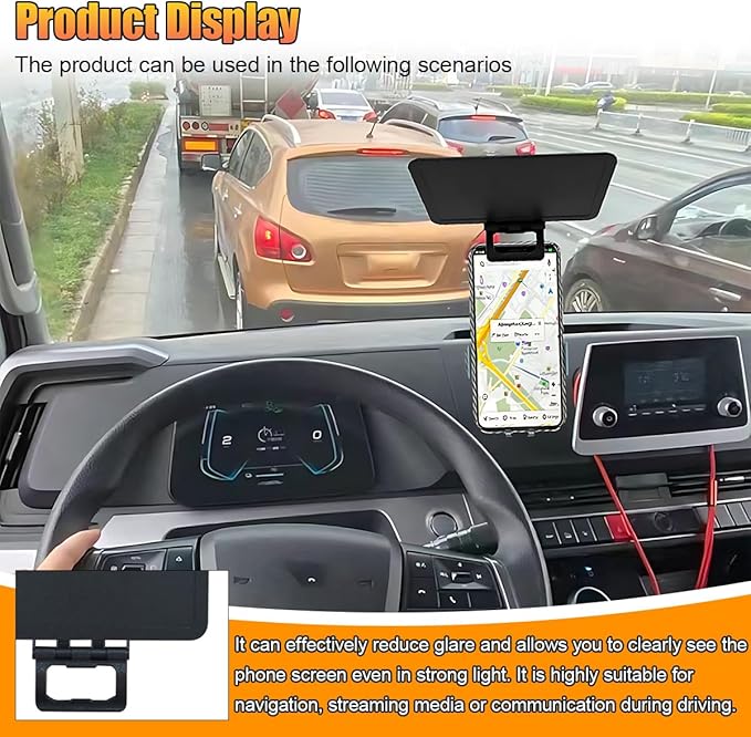 ZIMISI Cell Phone Sun Protection Umbrella, Anti-UV Anti-Glare Anti-Reflection Sun Visor, Adjustable Phone Sunshade Cover, Universal Car Outdoor Travel Accessories for All Smartphones (1PC)