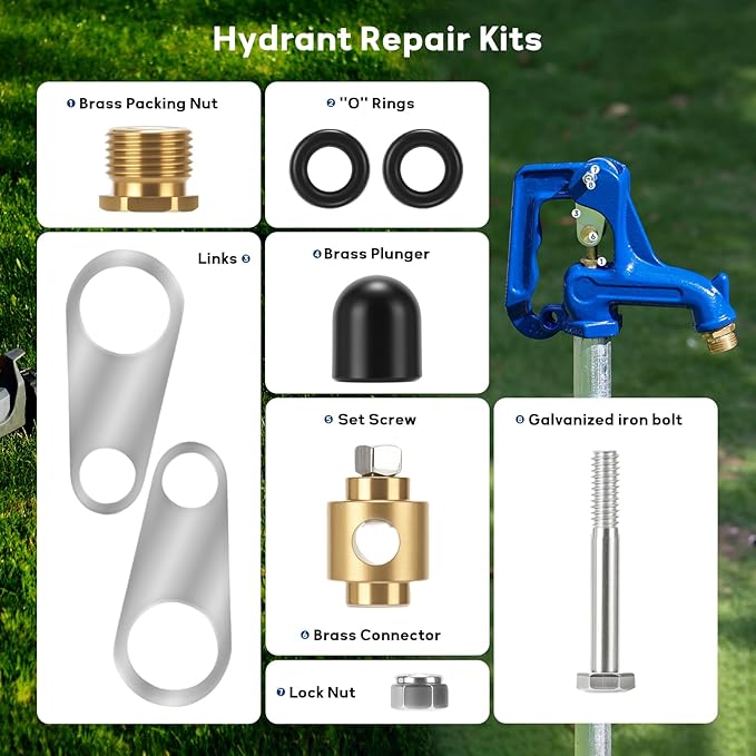 MEASUREMAN Yard Hydrant Repair Kit, Frost Proof Outdoor Faucet Replacement Parts with Plunger & Seals (Pack of 2)