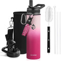 RAYMYLO Insulated Water Bottle 24oz, Triple Wall Vacuum Stainless Steel (Cold for 24Hrs, Hot for 12Hrs), Leak Proof & Non-BPA, 24oz Hydro Water Flask with Paracord Handle & Straw Spout Lids