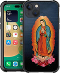for iPhone 13 Mini Case, Red Virgen Guadalupe Pattern Made of Soft Silicone Hard Acrylic Shock Protection for iPhone 13 Mini