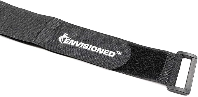 Reusable Cinch Straps 3" x 12" - 6 Pack, Multipurpose Strong Gripping, Quality Hook and Loop Securing Straps (Black)