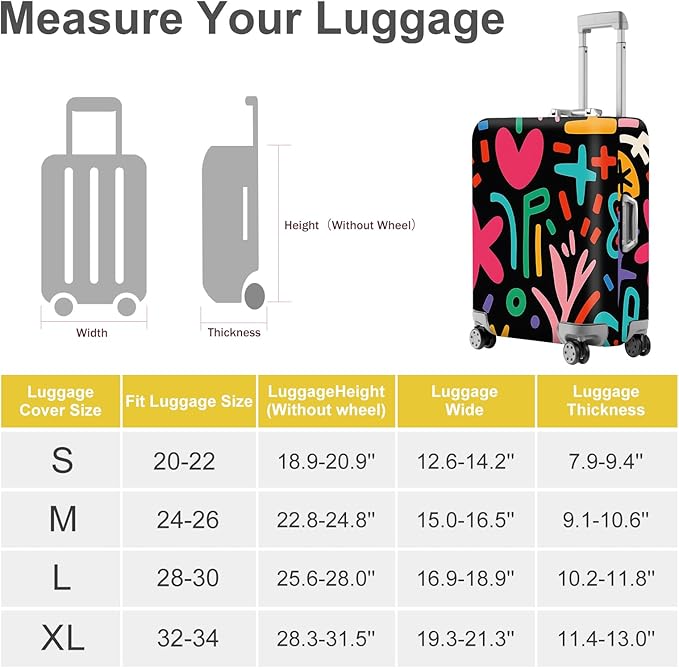 ANNA QUEEN Color Pop Abstract Luggage Cover, Modern Geometric Art Suitcase Protector, Stretchable Washable Travel Sleeve for 28-30 Inch Luggage