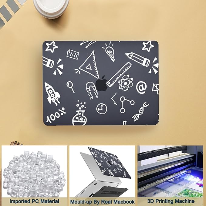 Case for New MacBook Pro 15 inch 2019 2018 2017 2016 Release (Model A1990 A1707),Anti-Fingerprint Hardshell Protective Case Cover & Keyboard Cover for Pro 15.3",Science Formula