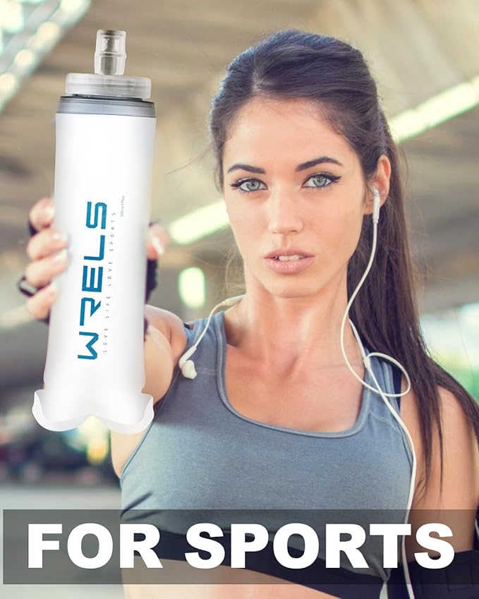 WRELS Soft Flask Running Water Bottle,BPA-Free Collapsible Hydration Flask for Running Hiking Cycling Climbing and Marathon