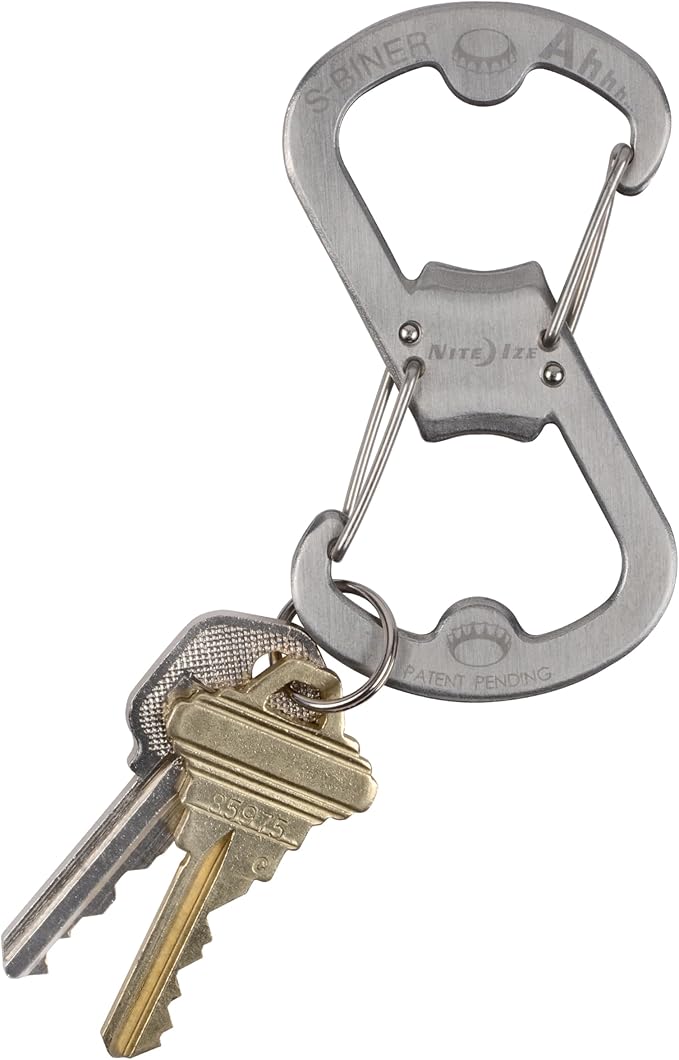 Nite Ize Ahhh... Stainless Bottle Opener - Keychain with S-Biner Functionality - Heavy-Duty Dual Bottle Opener Carabiner - Keychain Accessories - Stainless Steel, 4 Count (4 Pack)