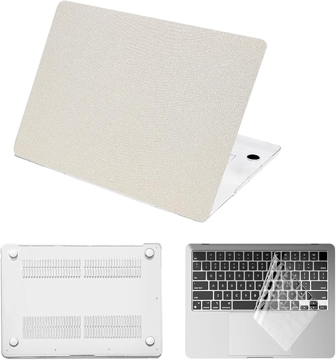 Hard Shell for MacBook 12 inch Case Retina 2015 2016 2017 Release (Model A1534),Plastic Protective Laptop Cover & Keyboard Cover Skin for Apple MacBook Air 12",Leather Beige