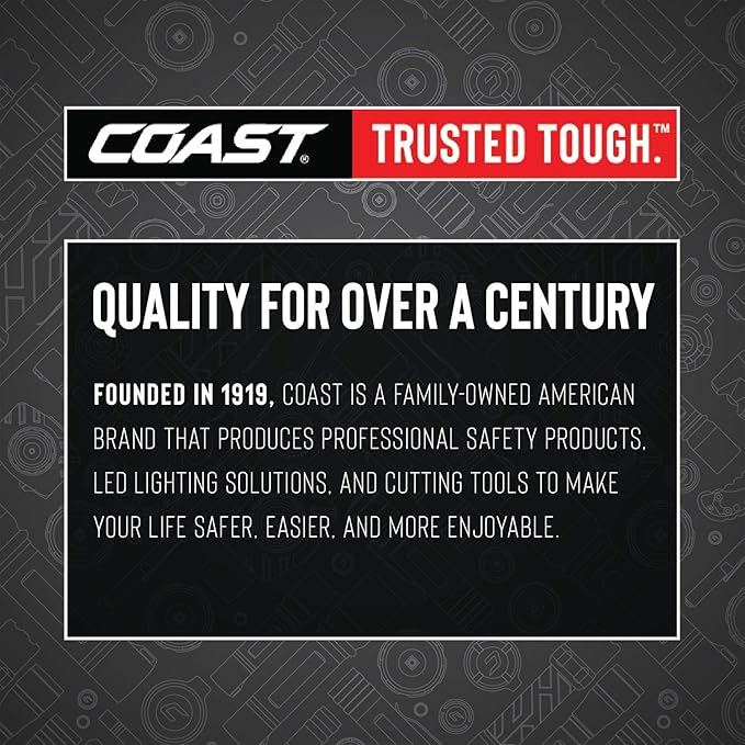 Coast® FL19 365 Lumen Dual Color (White & Red) LED Headlamp, Batteries & Hard Hat Clips Included, Black