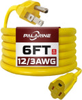 6ft Yellow Outdoor Extension Cord Waterproof, UL Listed, 12/3 SJTW Heavy Duty 3 Prong, 12 Gauge 15A Power Cord Ideal for Indoor Outdoor Lights, Appliances, and Lawn