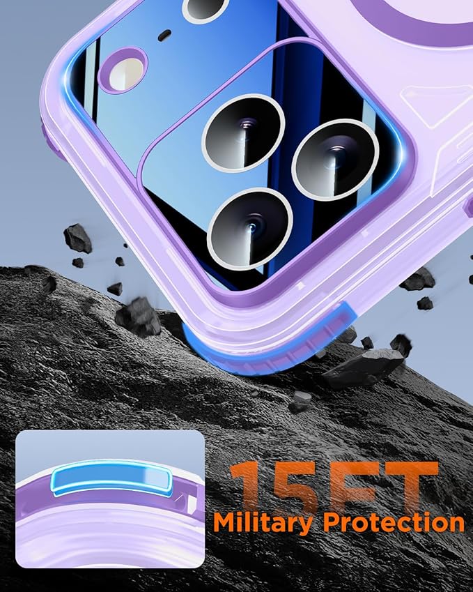 for iPhone 17 Pro Waterproof Case with Magsafe, Built-in [Privacy Screen Protector] [Lanyard], IP68 Water Proof Full Body Dustproof Anti-Spy Frosted Protective Phone Cover, 6.3" Purple
